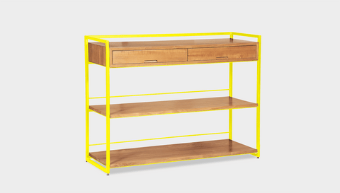 reddie-raw shelf 120W x 40D x 90H *cm / Wood Teak~Oak / Metal~Yellow Suzy Console Unit