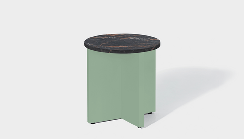 reddie-raw Side Table 45dia x 45H *cm / Stone~Black Veined Marble / Metal~Mint Bob Side Table Round