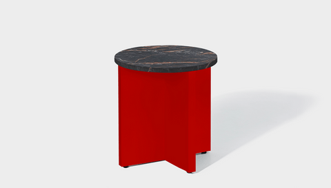 reddie-raw Side Table 45dia x 45H *cm / Stone~Black Veined Marble / Metal~Red Bob Side Table Round
