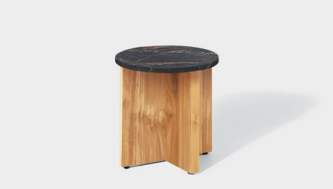 reddie-raw Side Table 45dia x 45H *cm / Stone~Black Veined Marble / Wood Teak~Oak Bob Side Table Round