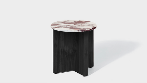 reddie-raw Side Table 45dia x 45H *cm / Stone~Calacatta Viola / Wood Teak~Black Bob Side Table Round