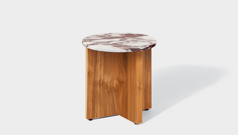 reddie-raw Side Table 45dia x 45H *cm / Stone~Calacatta Viola / Wood Teak~Natural Bob Side Table Round