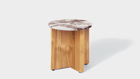 reddie-raw Side Table 45dia x 45H *cm / Stone~Calacatta Viola / Wood Teak~Oak Bob Side Table Round