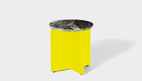 reddie-raw Side Table 45dia x 45H *cm / Stone~Forest Green / Metal~Yellow Bob Side Table Round