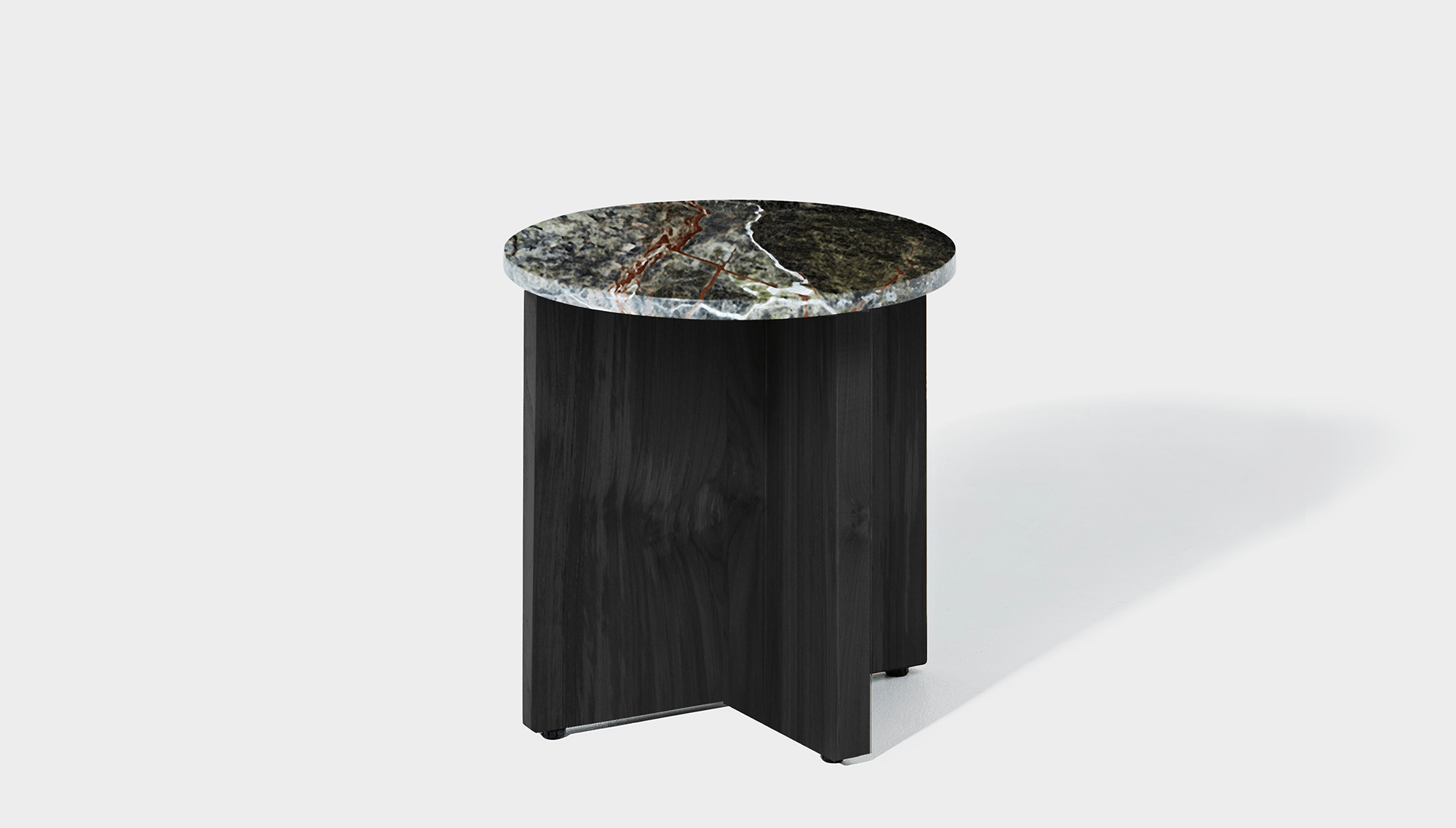 reddie-raw Side Table 45dia x 45H *cm / Stone~Forest Green / Wood Teak~Black Bob Side Table Round