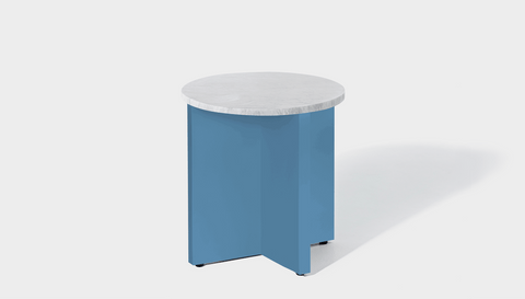 reddie-raw Side Table 45dia x 45H *cm / Stone~White Veined Marble / Metal~Blue Bob Side Table Round