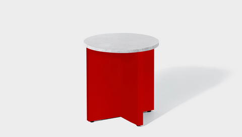 reddie-raw Side Table 45dia x 45H *cm / Stone~White Veined Marble / Metal~Red Bob Side Table Round