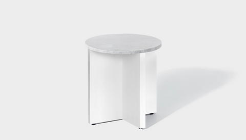 reddie-raw Side Table 45dia x 45H *cm / Stone~White Veined Marble / Metal~White Bob Side Table Round