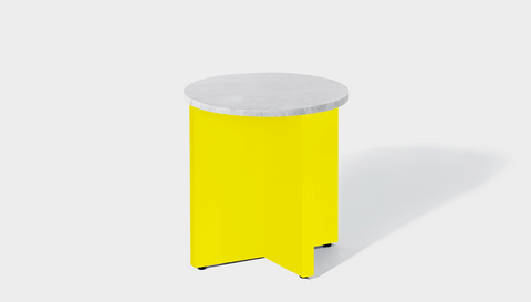 reddie-raw Side Table 45dia x 45H *cm / Stone~White Veined Marble / Metal~Yellow Bob Side Table Round