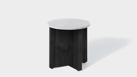 reddie-raw Side Table 45dia x 45H *cm / Stone~White Veined Marble / Wood Teak~Black Bob Side Table Round