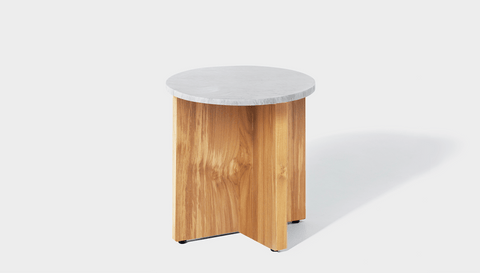 reddie-raw Side Table 45dia x 45H *cm / Stone~White Veined Marble / Wood Teak~Oak Bob Side Table Round