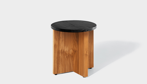 reddie-raw Side Table 45dia x 45H *cm / Wood Teak~Black / Wood Teak~Natural Bob Side Table Round