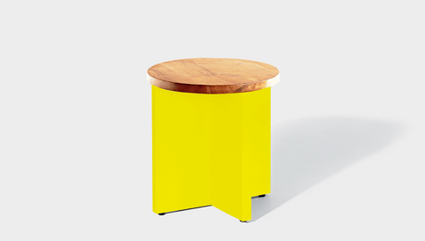 reddie-raw Side Table 45dia x 45H *cm / Wood Teak~Oak / Metal~Yellow Bob Side Table Round