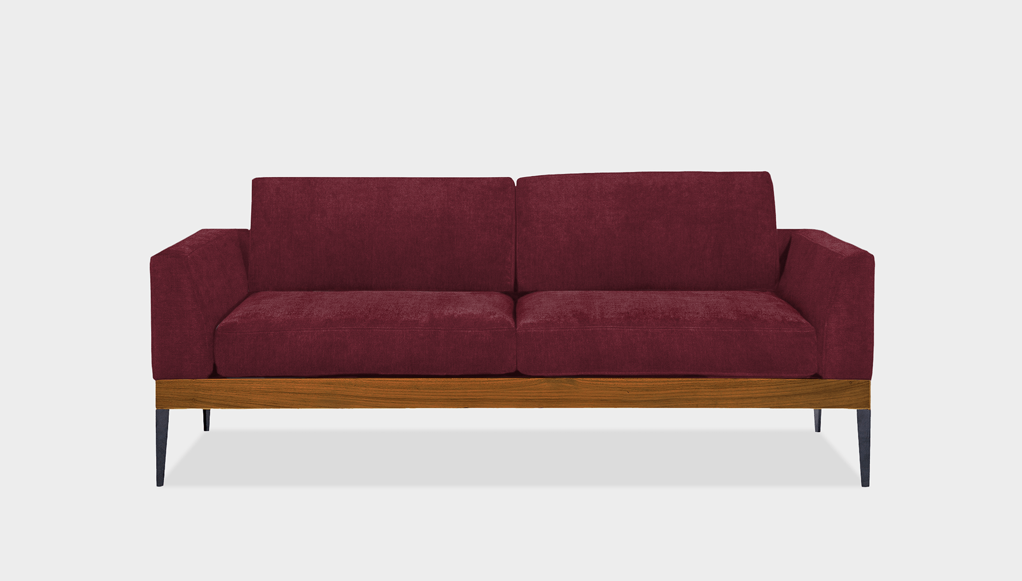reddie-raw sofa 180W x 90D x 75H (42H seat) *cm / Fabric~Magma_Merlot / Wood Teak~Natural Andi Sofa