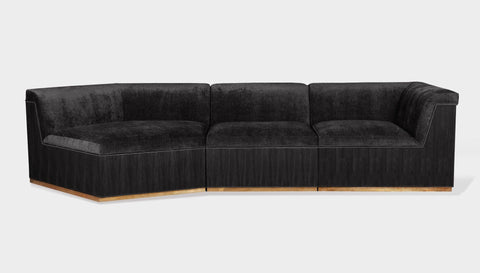 reddie-raw sofa 3 PIECE SOFA 316W x 122D x 73H (43H seat) *cm / Fabric~Velma Black / Wood Veneer~Black Dylan Sofa