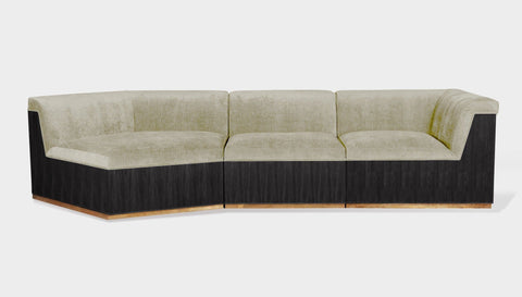 reddie-raw sofa 3 PIECE SOFA 316W x 122D x 73H (43H seat) *cm / Fabric~Velma Custard / Wood Veneer~Black Dylan Sofa