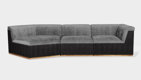 reddie-raw sofa 3 PIECE SOFA 316W x 122D x 73H (43H seat) *cm / Fabric~Velma Mercury / Wood Veneer~Black Dylan Sofa