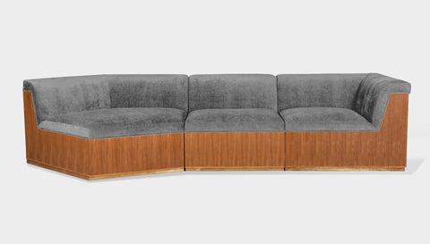 reddie-raw sofa 3 PIECE SOFA 316W x 122D x 73H (43H seat) *cm / Fabric~Velma Mercury / Wood Veneer~Teak Dylan Sofa