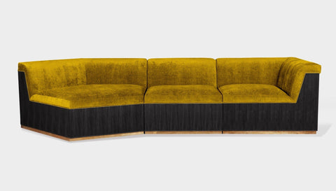 reddie-raw sofa 3 PIECE SOFA 316W x 122D x 73H (43H seat) *cm / Fabric~Velma Mustard / Wood Veneer~Black Dylan Sofa