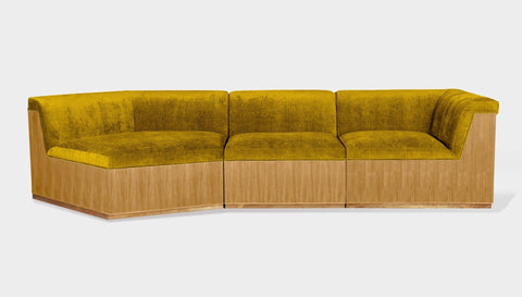reddie-raw sofa 3 PIECE SOFA 316W x 122D x 73H (43H seat) *cm / Fabric~Velma Mustard / Wood Veneer~Oak Dylan Sofa