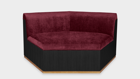 reddie-raw sofa ANGLE 137W x 122D x 73H (43H seat) *cm / Fabric~Magma_Merlot / Wood Veneer~Black Dylan Sofa