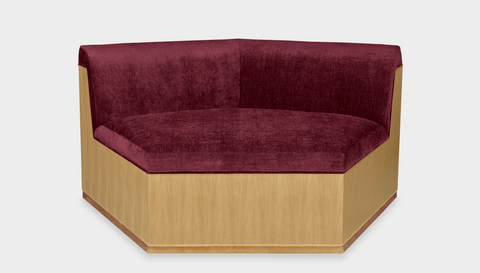 reddie-raw sofa ANGLE 137W x 122D x 73H (43H seat) *cm / Fabric~Magma_Merlot / Wood Veneer~Oak Dylan Sofa