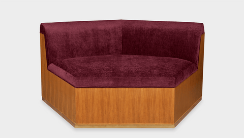 reddie-raw sofa ANGLE 137W x 122D x 73H (43H seat) *cm / Fabric~Magma_Merlot / Wood Veneer~Teak Dylan Sofa