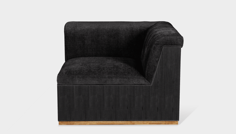 reddie-raw sofa CORNER 95W x 95D x 73H (43H seat) *cm / Fabric~Velma Black / Wood Veneer~Black Dylan Sofa