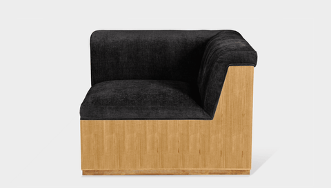 reddie-raw sofa CORNER 95W x 95D x 73H (43H seat) *cm / Fabric~Velma Black / Wood Veneer~Oak Dylan Sofa