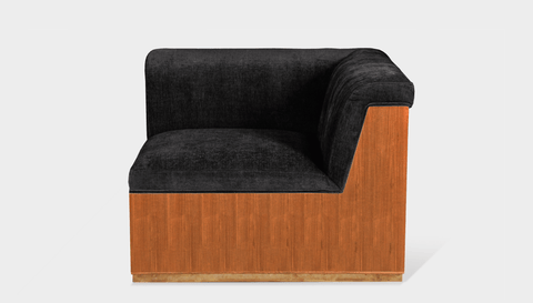 reddie-raw sofa CORNER 95W x 95D x 73H (43H seat) *cm / Fabric~Velma Black / Wood Veneer~Teak Dylan Sofa