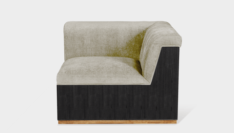 reddie-raw sofa CORNER 95W x 95D x 73H (43H seat) *cm / Fabric~Velma Custard / Wood Veneer~Black Dylan Sofa