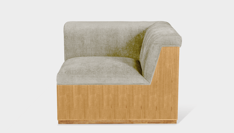 reddie-raw sofa CORNER 95W x 95D x 73H (43H seat) *cm / Fabric~Velma Custard / Wood Veneer~Oak Dylan Sofa