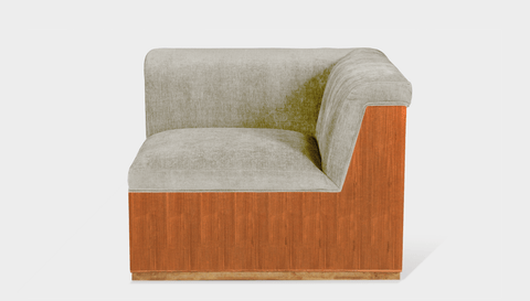 reddie-raw sofa CORNER 95W x 95D x 73H (43H seat) *cm / Fabric~Velma Custard / Wood Veneer~Teak Dylan Sofa