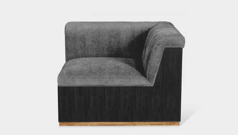 reddie-raw sofa CORNER 95W x 95D x 73H (43H seat) *cm / Fabric~Velma Mercury / Wood Veneer~Black Dylan Sofa