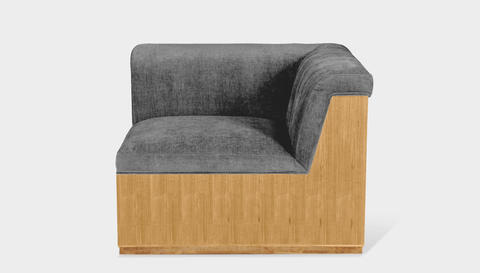 reddie-raw sofa CORNER 95W x 95D x 73H (43H seat) *cm / Fabric~Velma Mercury / Wood Veneer~Oak Dylan Sofa