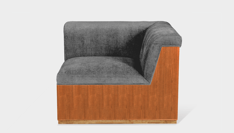 reddie-raw sofa CORNER 95W x 95D x 73H (43H seat) *cm / Fabric~Velma Mercury / Wood Veneer~Teak Dylan Sofa