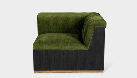 reddie-raw sofa CORNER 95W x 95D x 73H (43H seat) *cm / Fabric~Velma Moss / Wood Veneer~Black Dylan Sofa