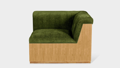 reddie-raw sofa CORNER 95W x 95D x 73H (43H seat) *cm / Fabric~Velma Moss / Wood Veneer~Oak Dylan Sofa