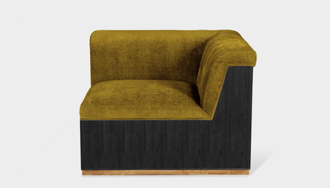 reddie-raw sofa CORNER 95W x 95D x 73H (43H seat) *cm / Fabric~Velma Mustard / Wood Veneer~Black Dylan Sofa
