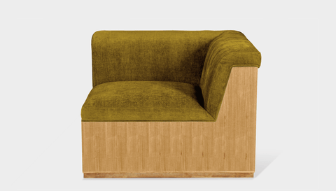 reddie-raw sofa CORNER 95W x 95D x 73H (43H seat) *cm / Fabric~Velma Mustard / Wood Veneer~Oak Dylan Sofa