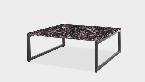 reddie-raw square coffee table 90 x 90 x 35H *cm / Stone~Black Veined Marble / Metal~Grey Suzy Coffee Table Square