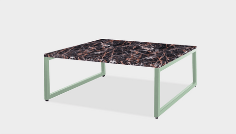 reddie-raw square coffee table 90 x 90 x 35H *cm / Stone~Black Veined Marble / Metal~Mint Suzy Coffee Table Square