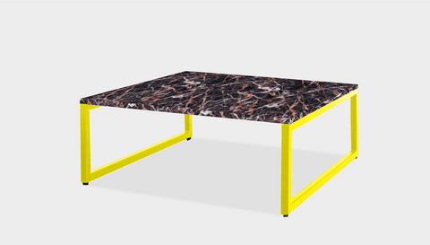 reddie-raw square coffee table 90 x 90 x 35H *cm / Stone~Black Veined Marble / Metal~Yellow Suzy Coffee Table Square