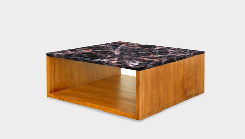 reddie-raw square coffee table 90 x 90 x 35H *cm / Stone~Black Veined Marble / Wood Teak~Natural Bob Coffee Table Square