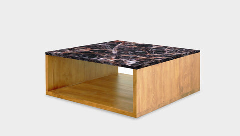 reddie-raw square coffee table 90 x 90 x 35H *cm / Stone~Black Veined Marble / Wood Teak~Oak Bob Coffee Table Square