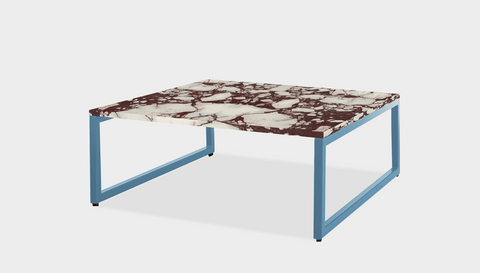 reddie-raw square coffee table 90 x 90 x 35H *cm / Stone~Calacatta Viola / Metal~Blue Suzy Coffee Table Square