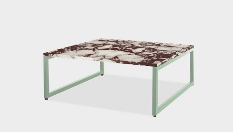 reddie-raw square coffee table 90 x 90 x 35H *cm / Stone~Calacatta Viola / Metal~Mint Suzy Coffee Table Square