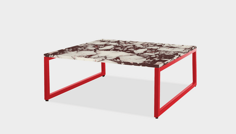 reddie-raw square coffee table 90 x 90 x 35H *cm / Stone~Calacatta Viola / Metal~Red Suzy Coffee Table Square