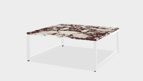 reddie-raw square coffee table 90 x 90 x 35H *cm / Stone~Calacatta Viola / Metal~White Suzy Coffee Table Square