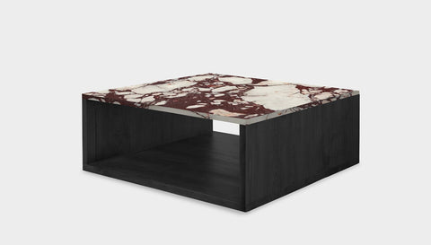 reddie-raw square coffee table 90 x 90 x 35H *cm / Stone~Calacatta Viola / Wood Teak~Black Bob Coffee Table Square
